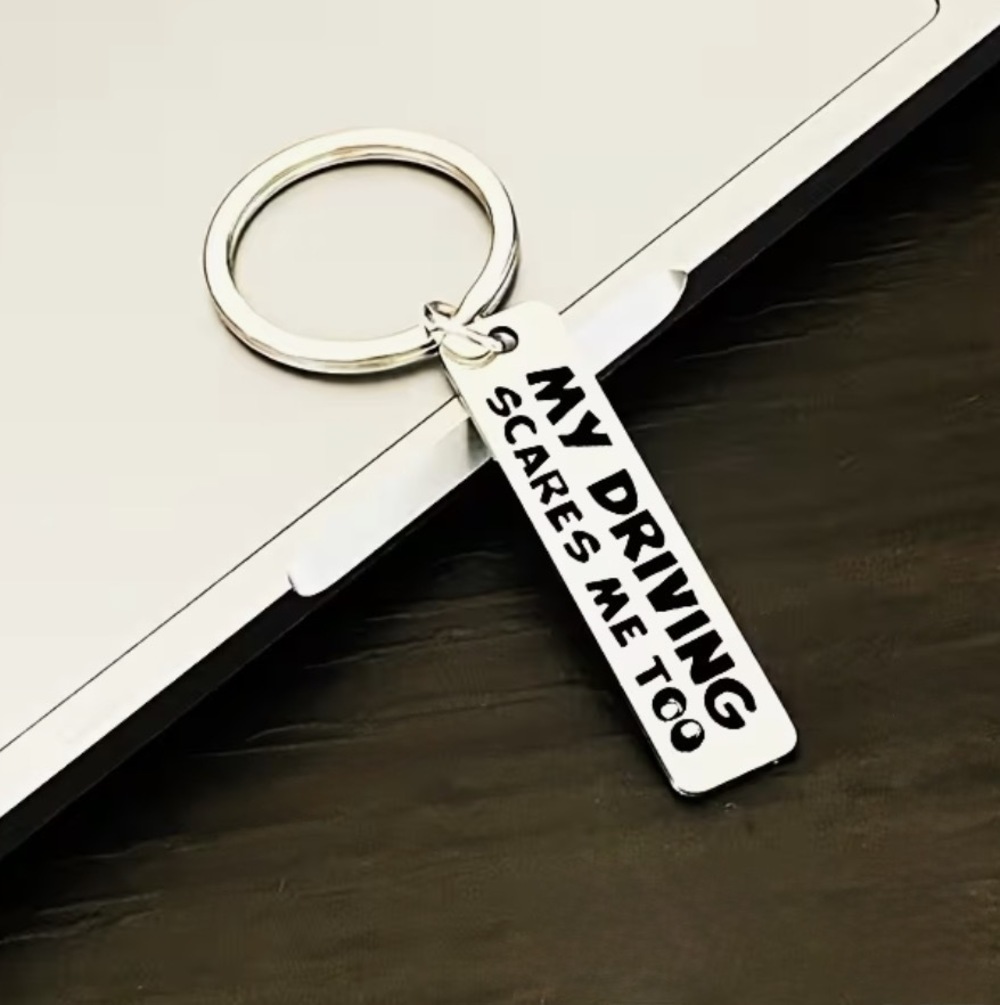 3/$25 My Driving Scares Me Too Stainless Steel Keychain NEW